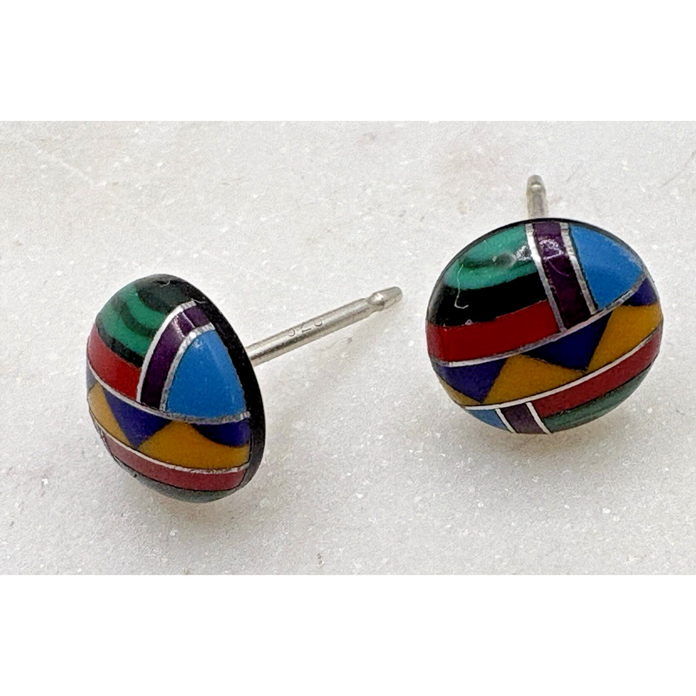 Button Dot Multi Colored Decorative Stud Earrings Zuni Design